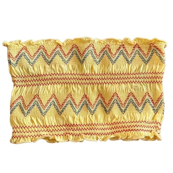 Forever 21 Tube Top Multicolor Threaded Yellow Size Small - Picture 3 of 5